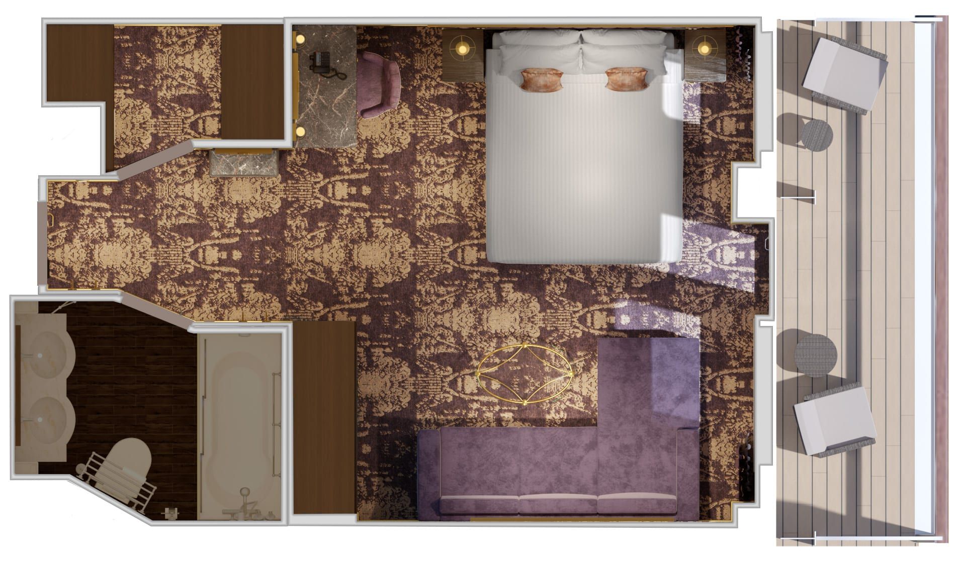Carnival Firenze Ocean Suite (OS) floor plan, photo 1 of 4