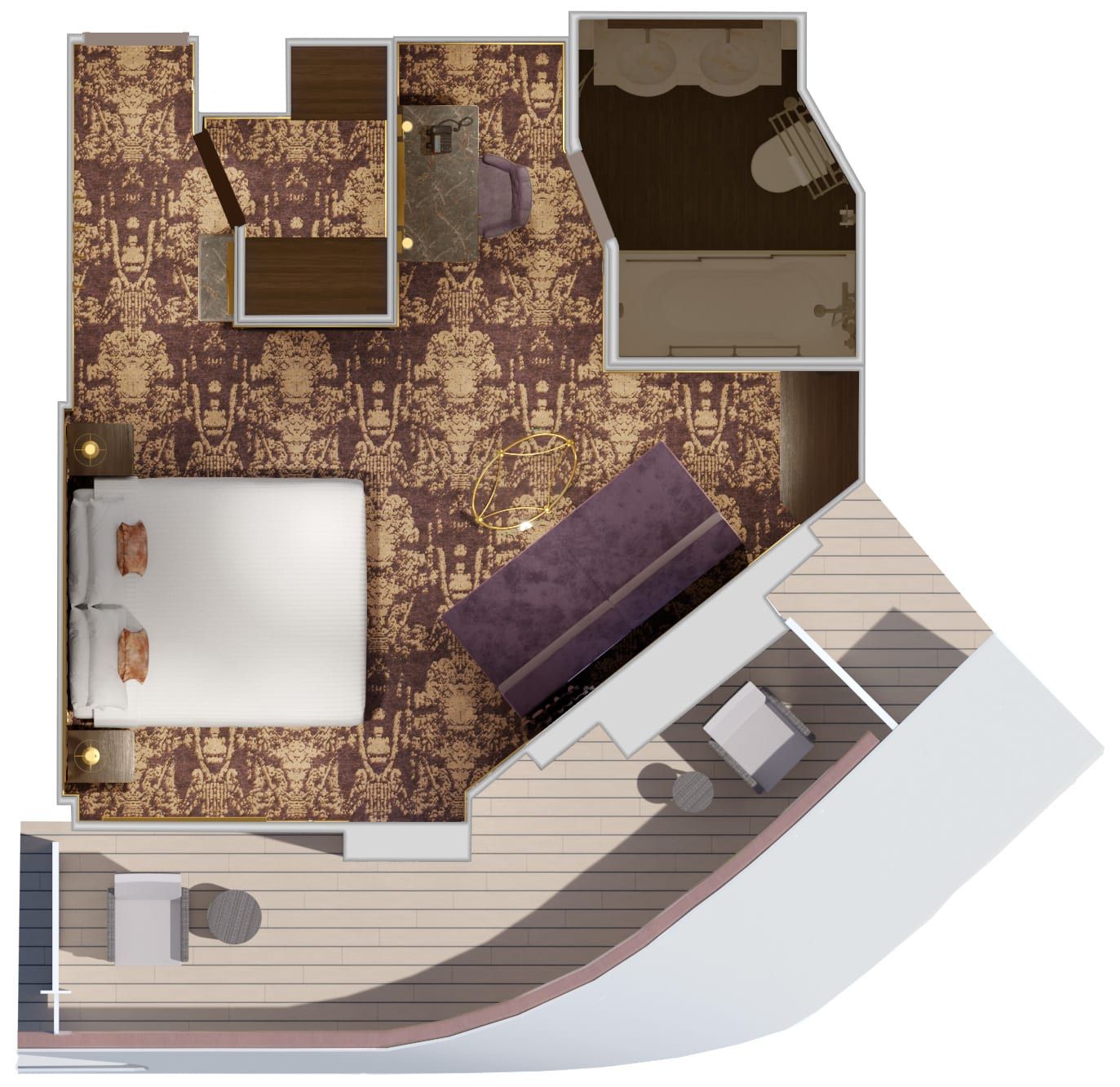 Carnival Firenze Ocean Suite (OS) floor plan, photo 2 of 4