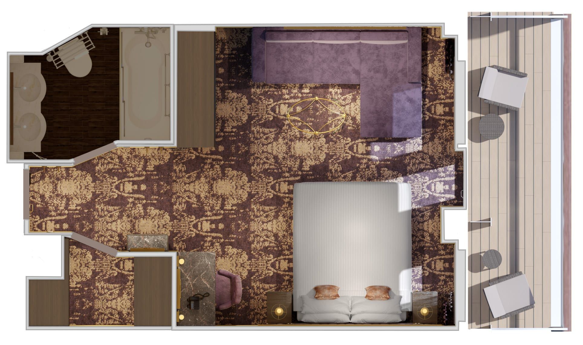 Carnival Firenze Ocean Suite (OS) floor plan, photo 3 of 4