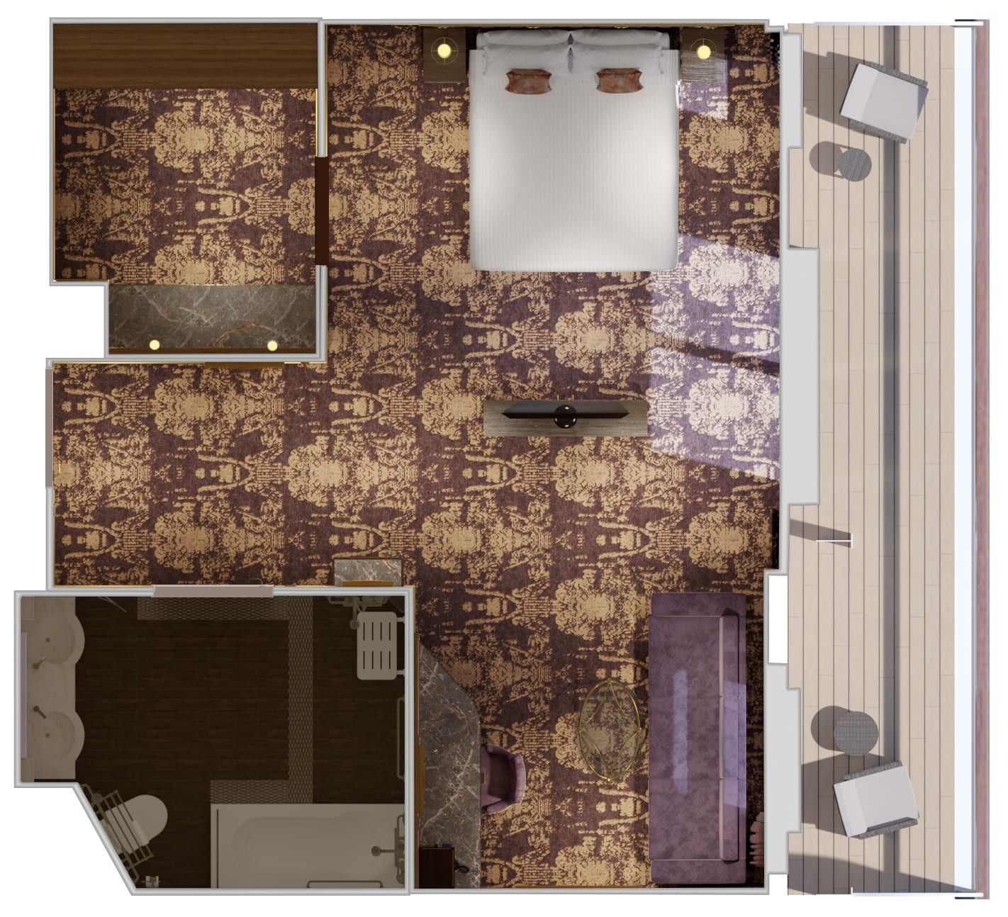 Carnival Firenze Ocean Suite - Accessible (OS) floor plan