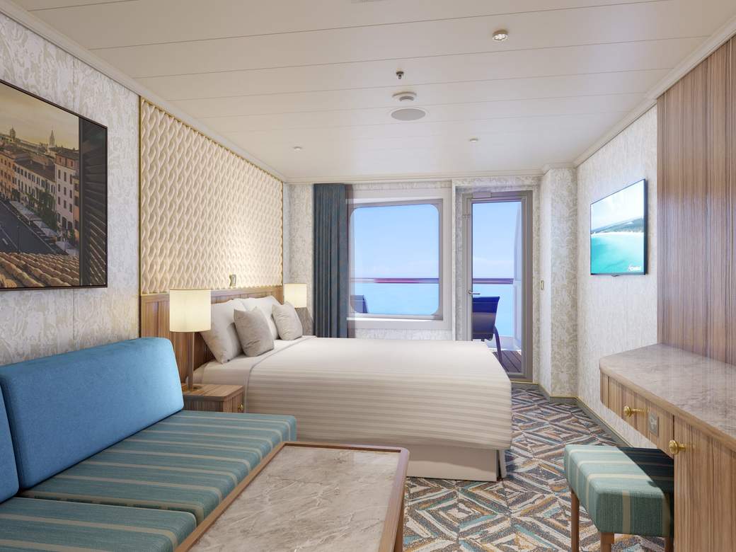 Carnival Firenze Terrazza Aft-View Extended Balcony (TI) cabin, photo 1 of 4