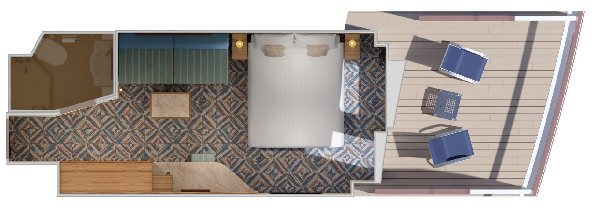 Carnival Firenze Terrazza Aft-View Extended Balcony (TI) floor plan, photo 1 of 4