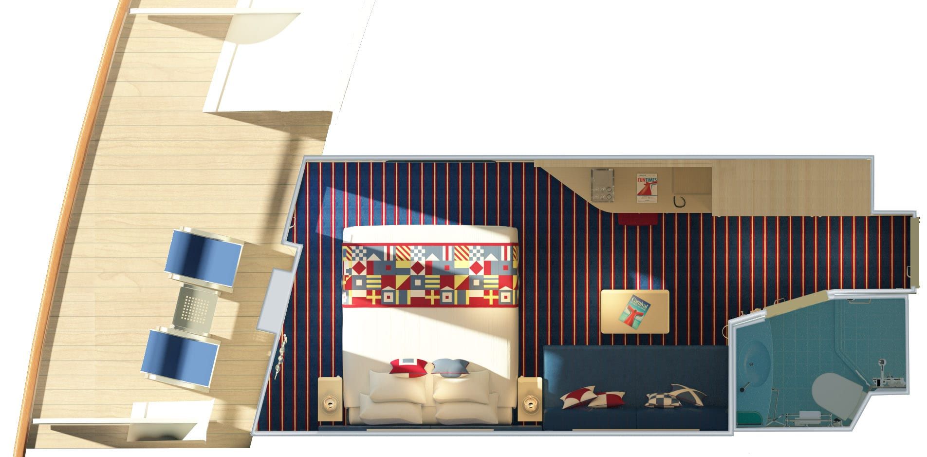 Carnival Horizon Family Harbor Aft-View Extended Balcony (FO) floor plan, photo 3 of 4