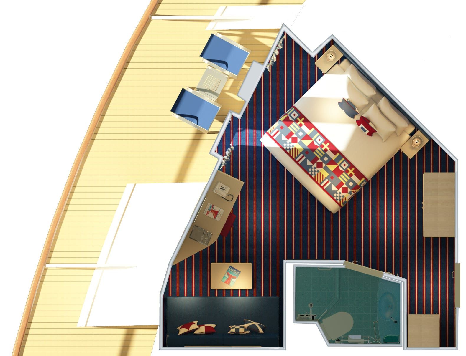 Carnival Horizon Family Harbor Aft-View Extended Balcony (FO) floor plan, photo 4 of 4