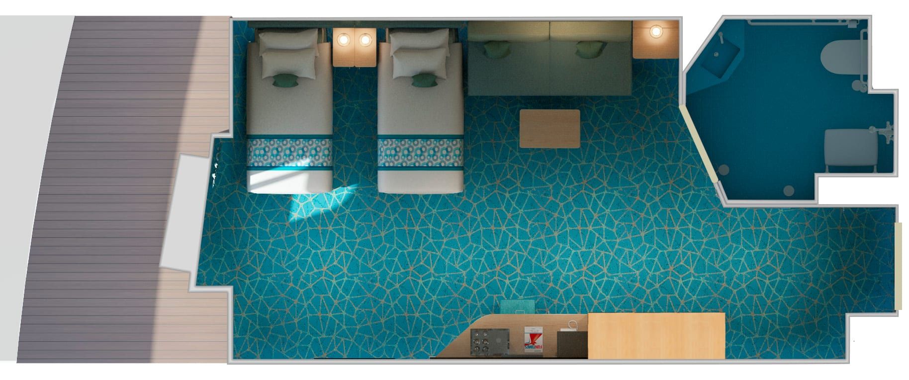 Carnival Panorama Cloud 9 Spa Ocean View (Walkway View) - Accessible (6S) floor plan, photo 1 of 2