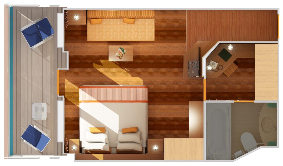 Carnival Sunshine Ocean Suite (OS) floor plan, photo 1 of 2