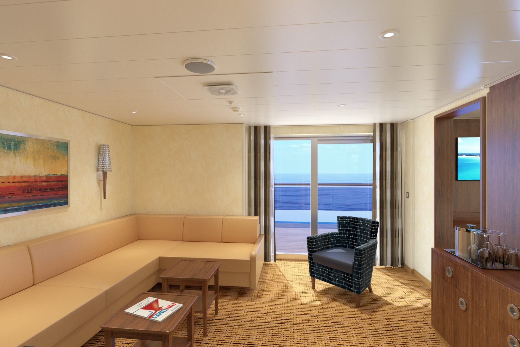 Carnival Sunrise Extended Balcony Grand Suite (ES) living area
