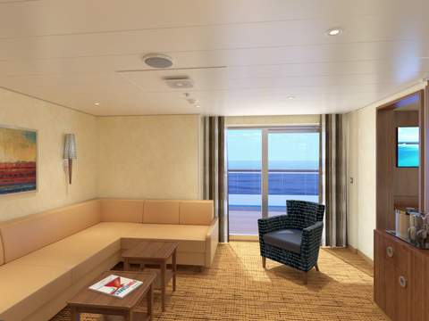 Carnival Sunrise Extended Balcony Grand Suite (ES) living area Carnival Sunrise Extended Balcony Grand Suite (ES) living area