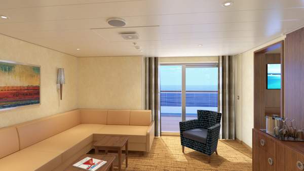 Carnival Sunrise Extended Balcony Grand Suite (ES) living area Carnival Sunrise Extended Balcony Grand Suite (ES) living area