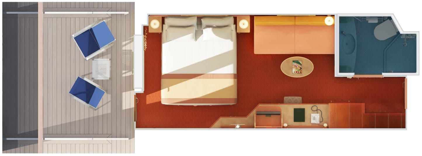 Carnival Liberty Aft-View Extended Balcony (8M) floor plan, photo 2 of 3