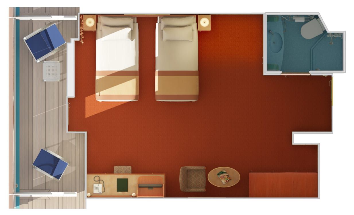 Carnival Conquest Premium Balcony - Accessible (9B) floor plan, photo 2 of 2