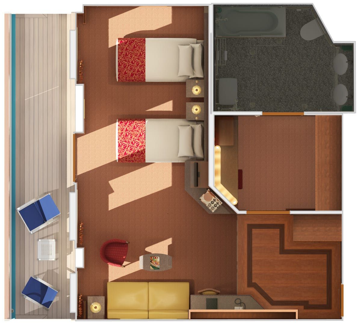 Carnival Liberty Ocean Suite - Accessible (OS) floor plan, photo 2 of 2