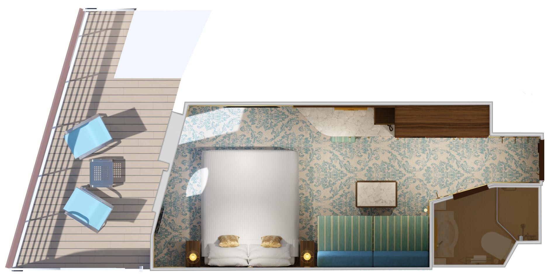 Carnival Venezia Aft-View Extended Balcony (8M) floor plan, photo 1 of 4