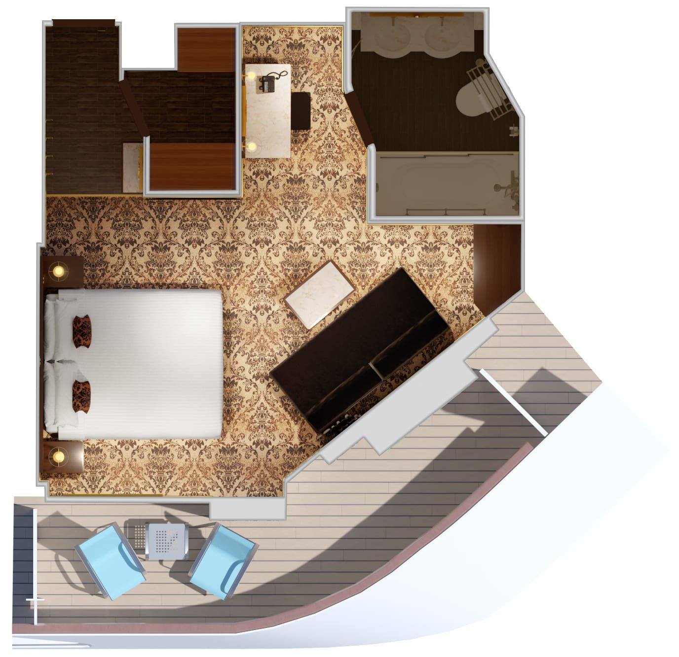 Carnival Venezia Ocean Suite (OS) floor plan, photo 2 of 4