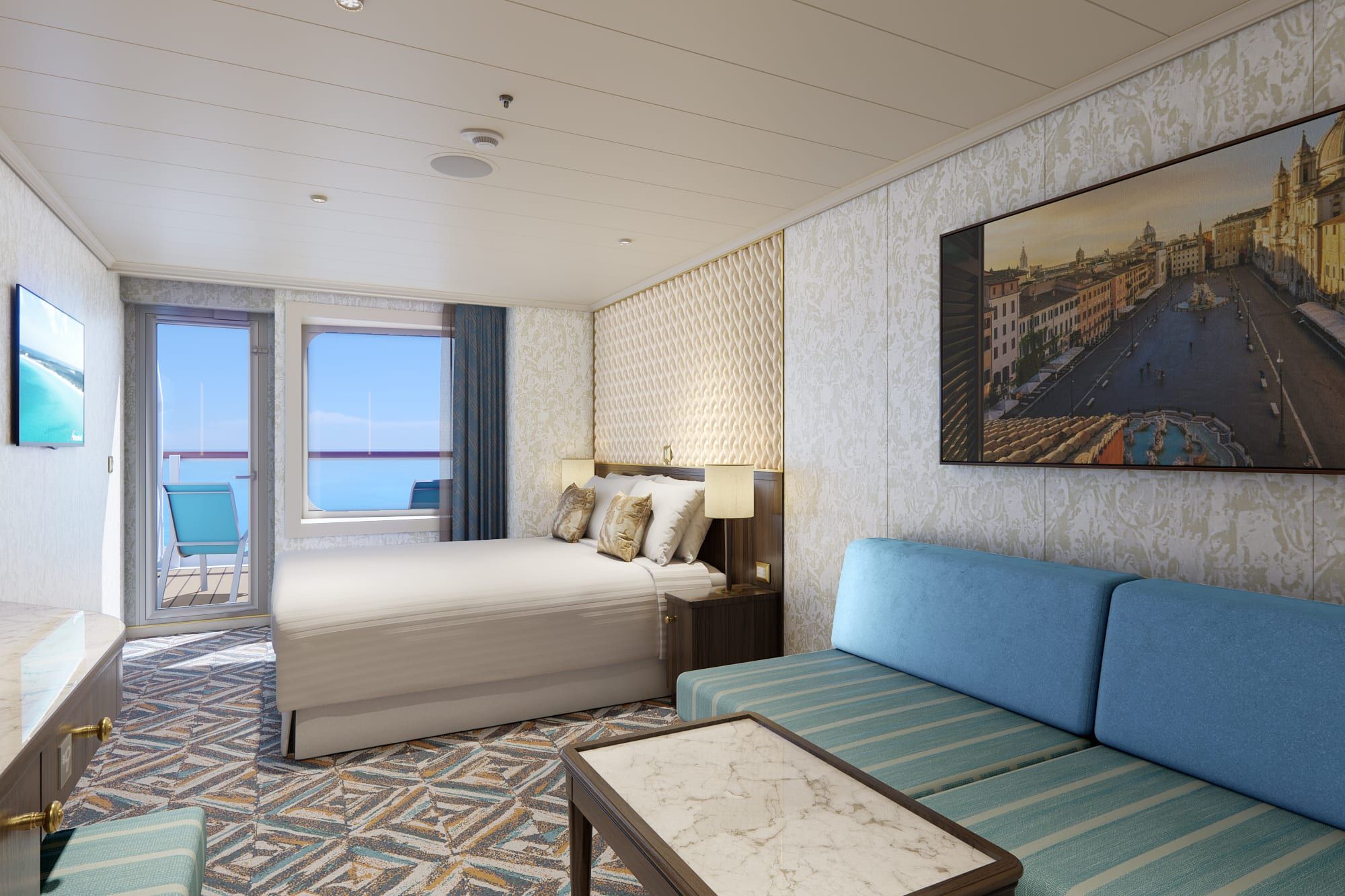 Carnival Venezia Terrazza Aft-View Extended Balcony (TI) cabin, photo 1 of 4