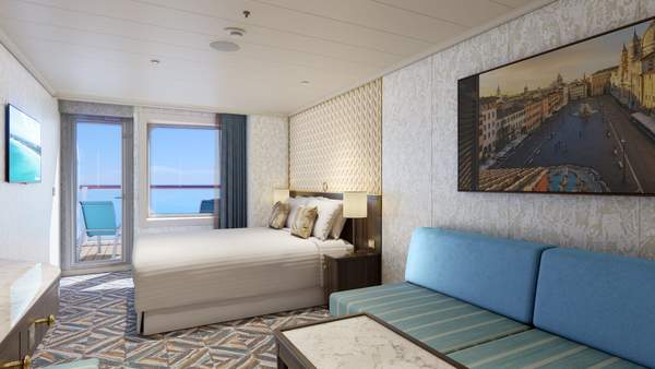 Carnival Venezia Terrazza Aft-View Extended Balcony (TI) cabin, photo 1 of 4
