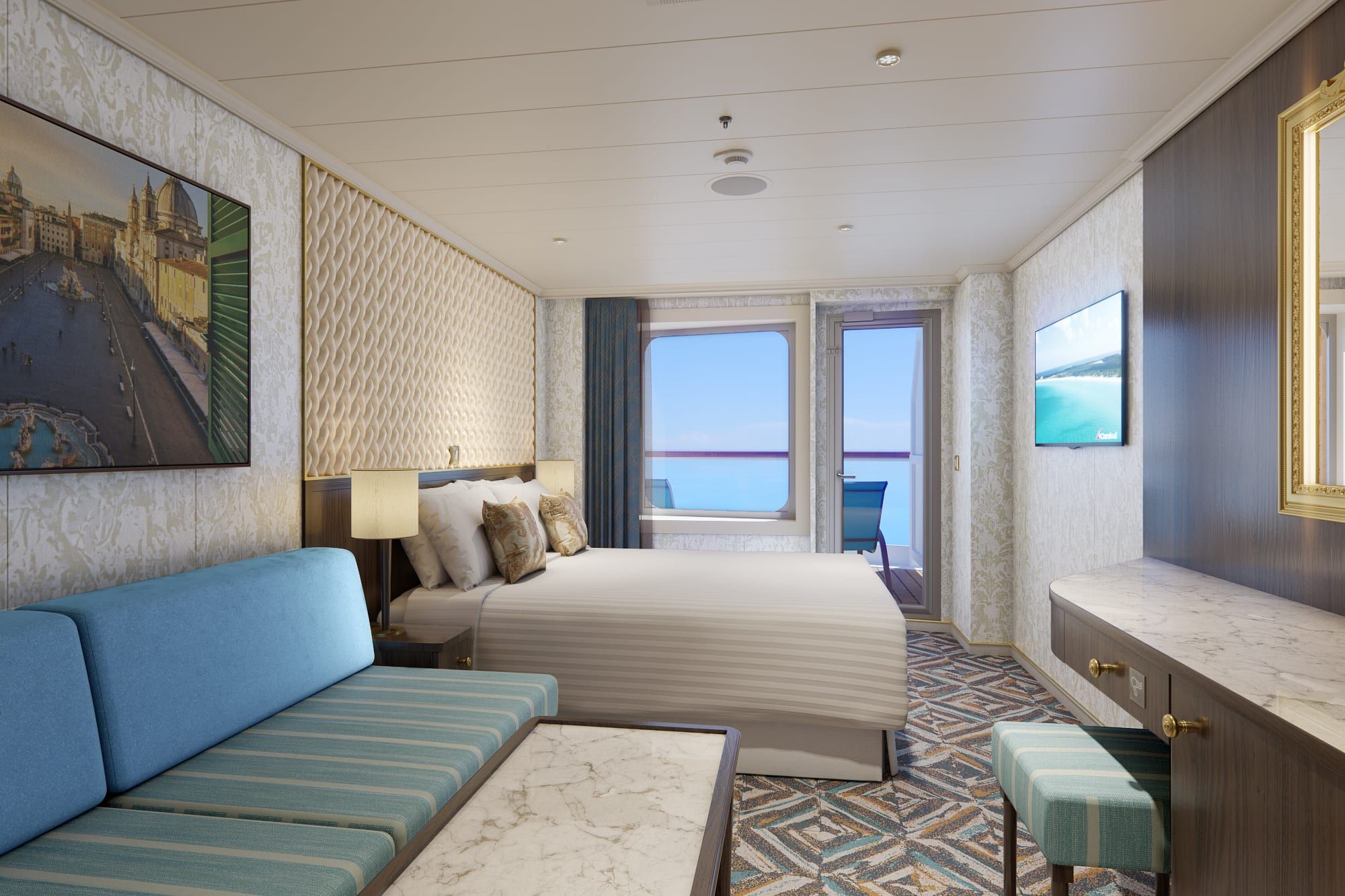 Carnival Venezia Terrazza Aft-View Extended Balcony (TI) cabin, photo 2 of 4