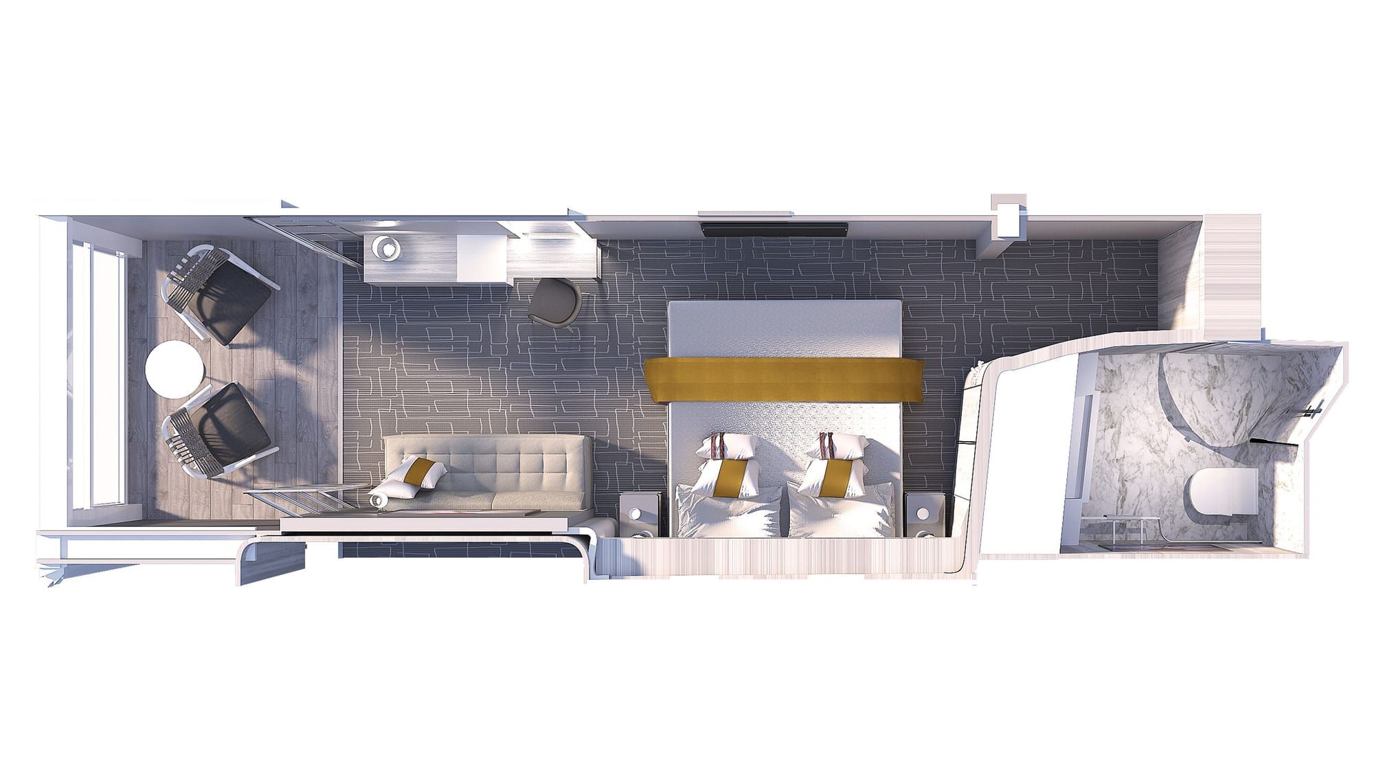 Celebrity Ascent Edge Stateroom with Infinite Veranda Standard (E2) floor plan, photo 1 of 2