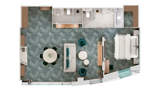Disney Adventure Concierge 1-Bedroom Oceanview Suite (1C) floor plan