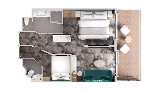 Disney Adventure Concierge Family Stateroom with Garden View Verandah (4B) floor plan Disney Adventure Concierge Family Stateroom with Garden View Verandah (4B) floor plan