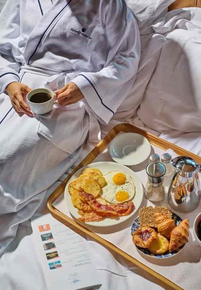 Holland America Ocean-view — breakfast in bed
