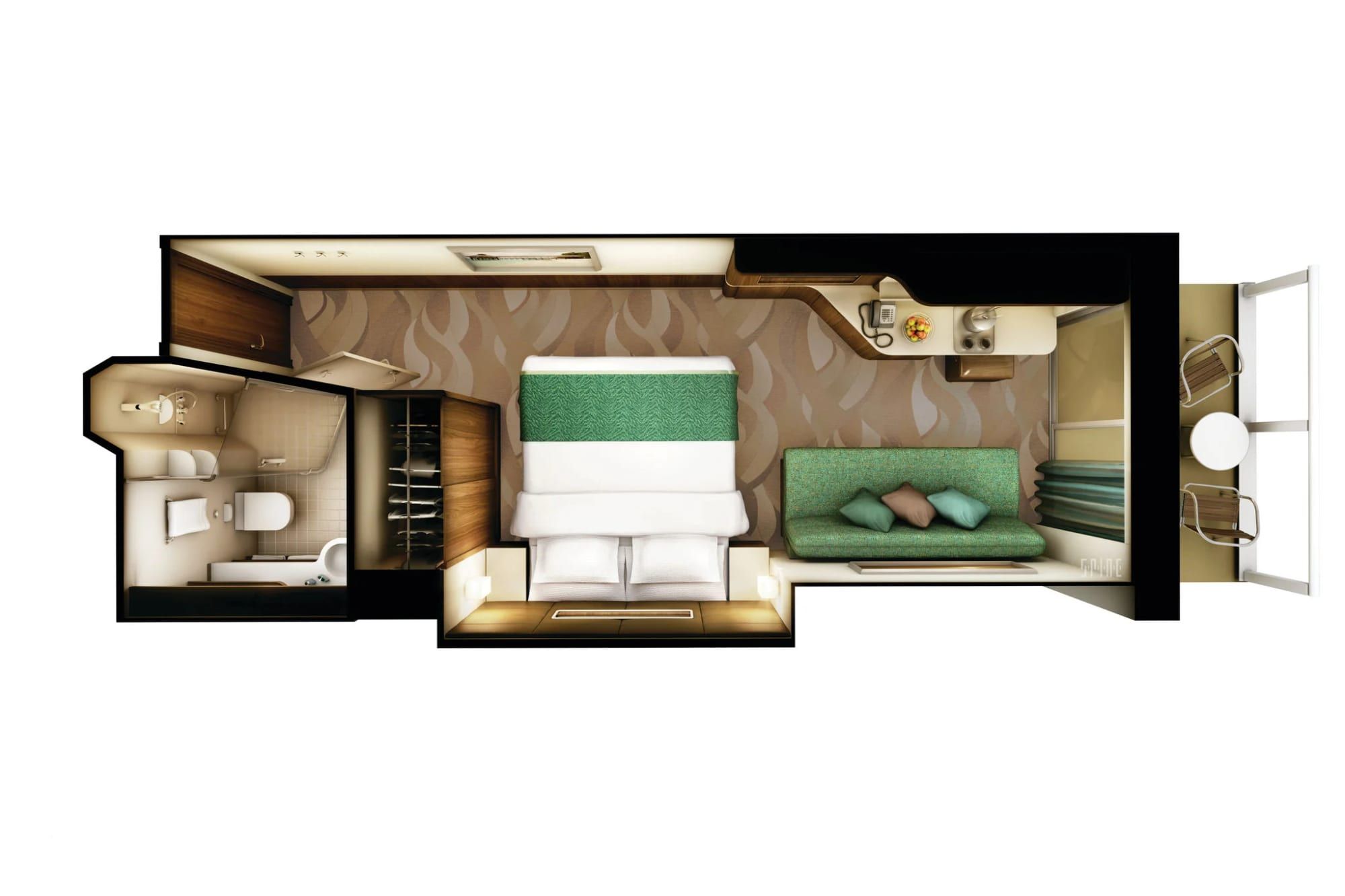 Representative photo: Norwegian Escape Balcony floor plan