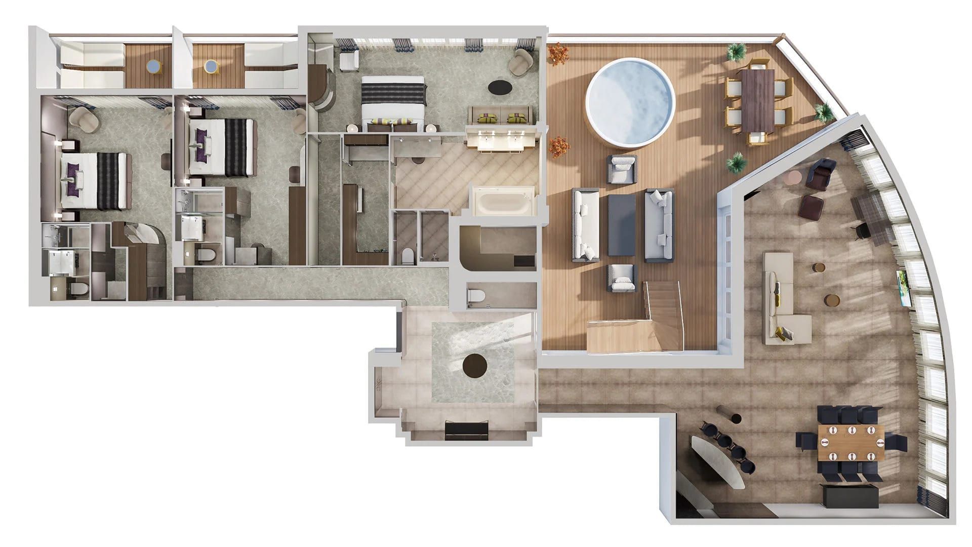 Norwegian Jewel The Haven 3-Bedroom Garden Villa (H1) floor plan