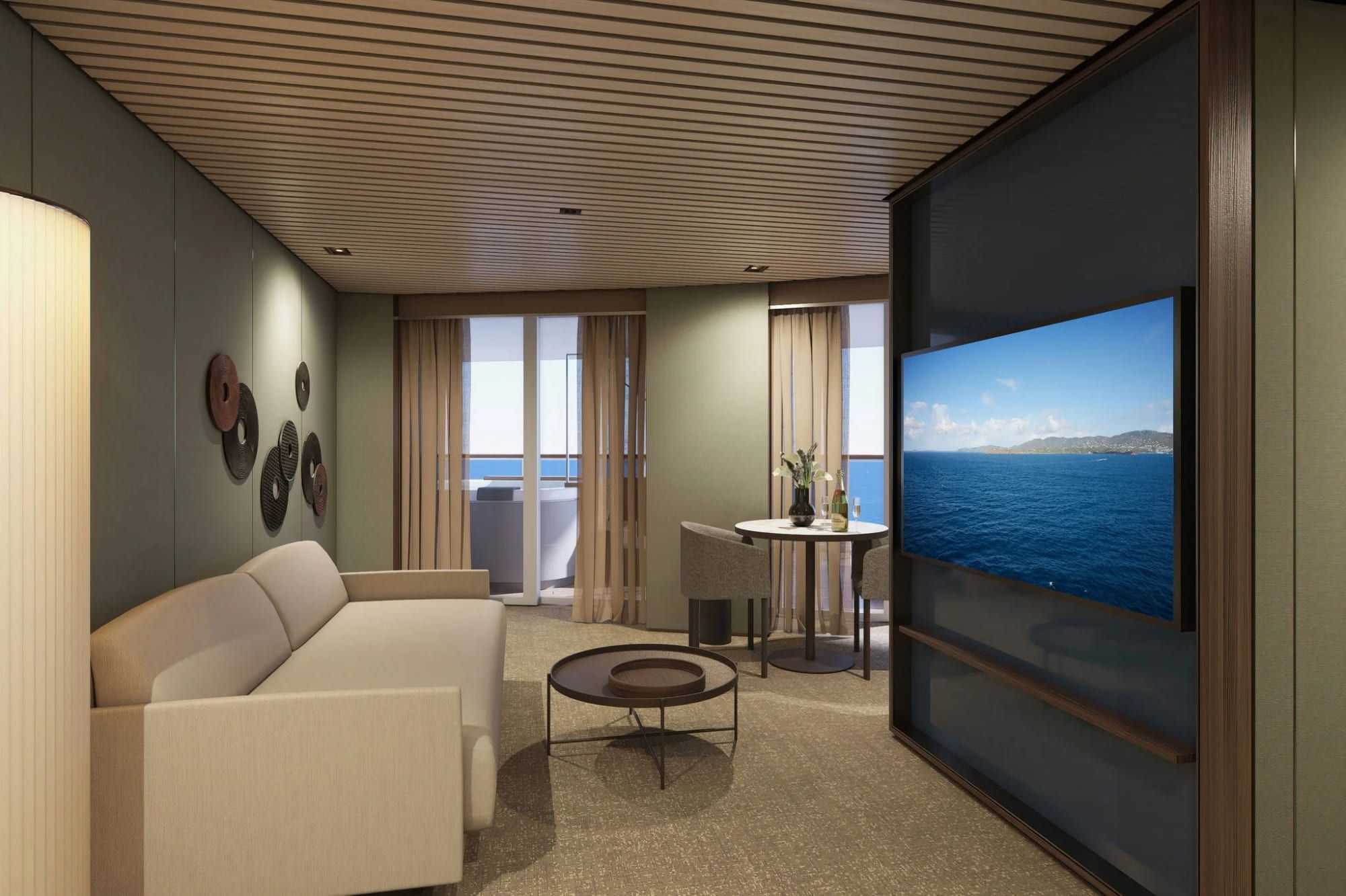 Norwegian Luna The Haven Aft-Facing Owner's Suite with Master Bedroom & Large Balcony (H4) living area