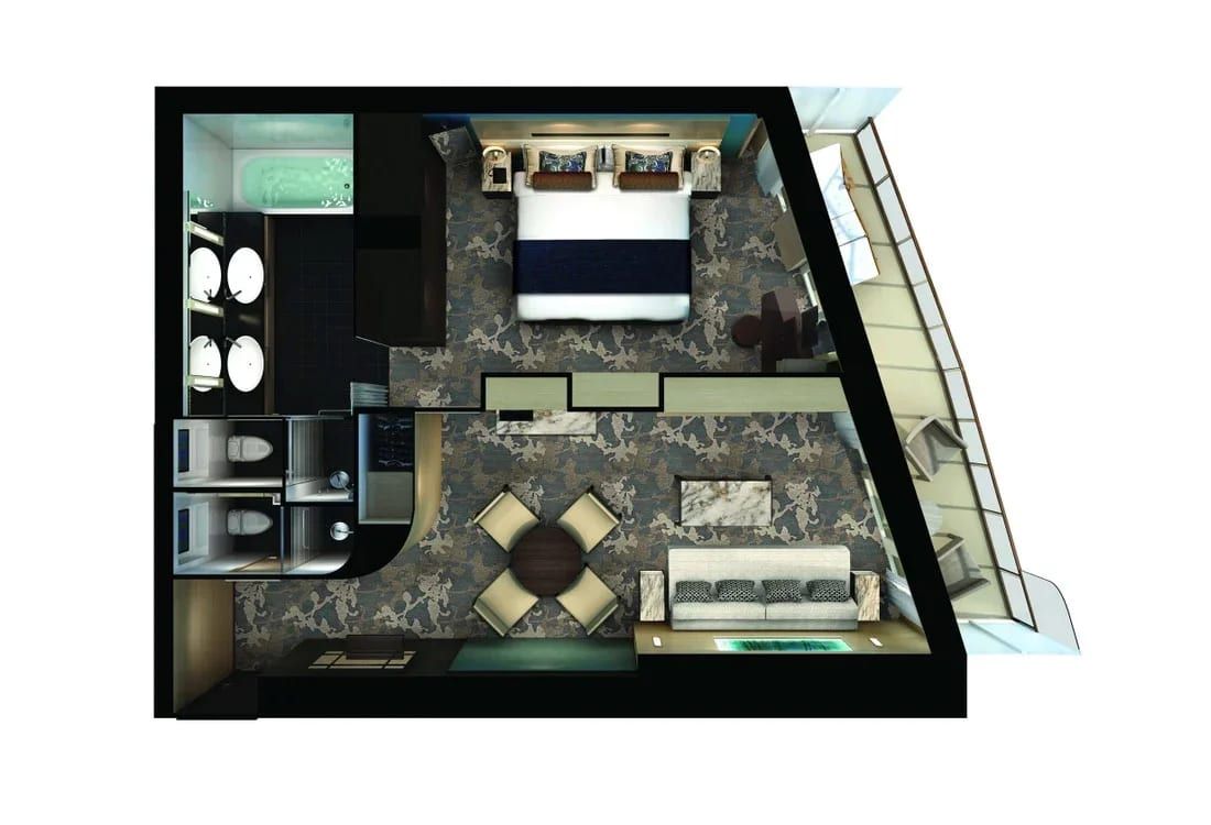 Norwegian Encore The Haven Aft-Facing Penthouse with Large Balcony (HB) floor plan