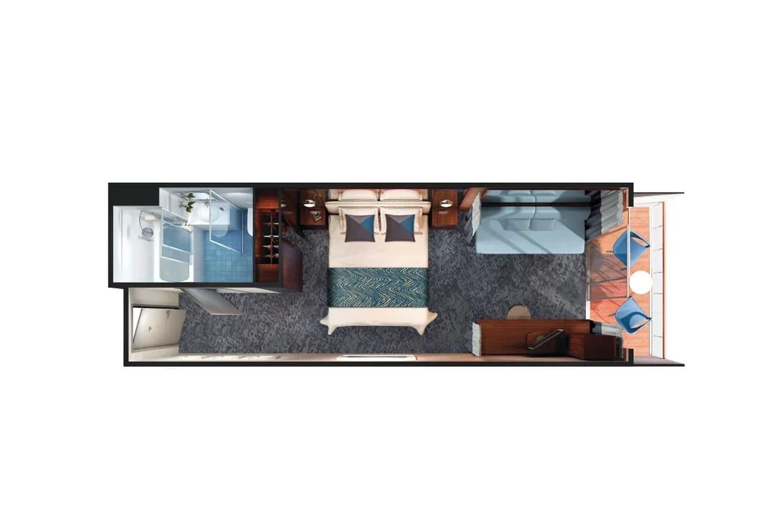 Norwegian Gem Club Balcony Suite (MB) floor plan