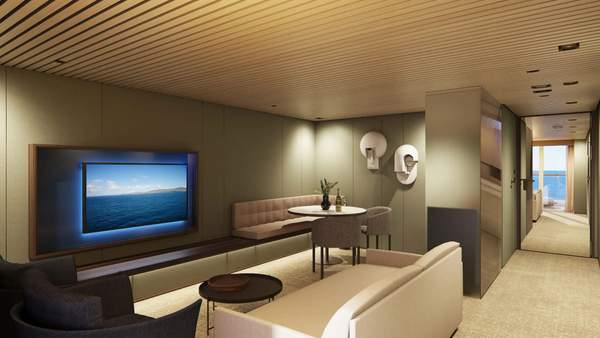 Norwegian Luna The Haven Owner's Suite with Large Balcony (H5) living area Norwegian Luna The Haven Owner's Suite with Large Balcony (H5) living area