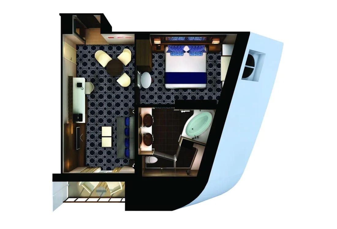 Norwegian Encore The Haven Forward-Facing Penthouse with Balcony (HG) floor plan