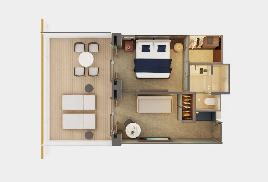 Norwegian Luna The Haven Aft-Facing Penthouse with Master Bedroom & Large Balcony (HB) floor plan