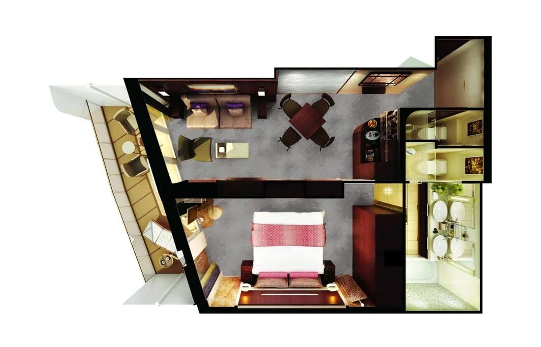 Representative photo: Norwegian Escape The Haven Aft-Facing Penthouse with Master Bedroom & Balcony floor plan