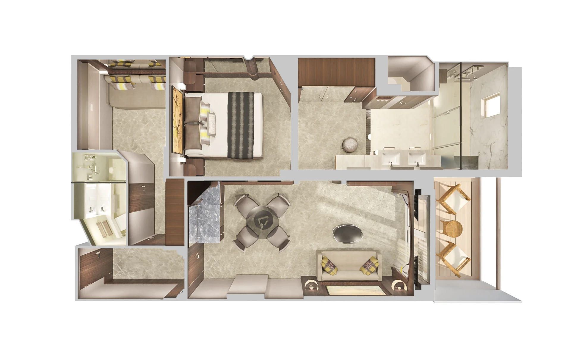 Norwegian Jewel 2-Bedroom Deluxe Family Suite with Balcony (S4) floor plan