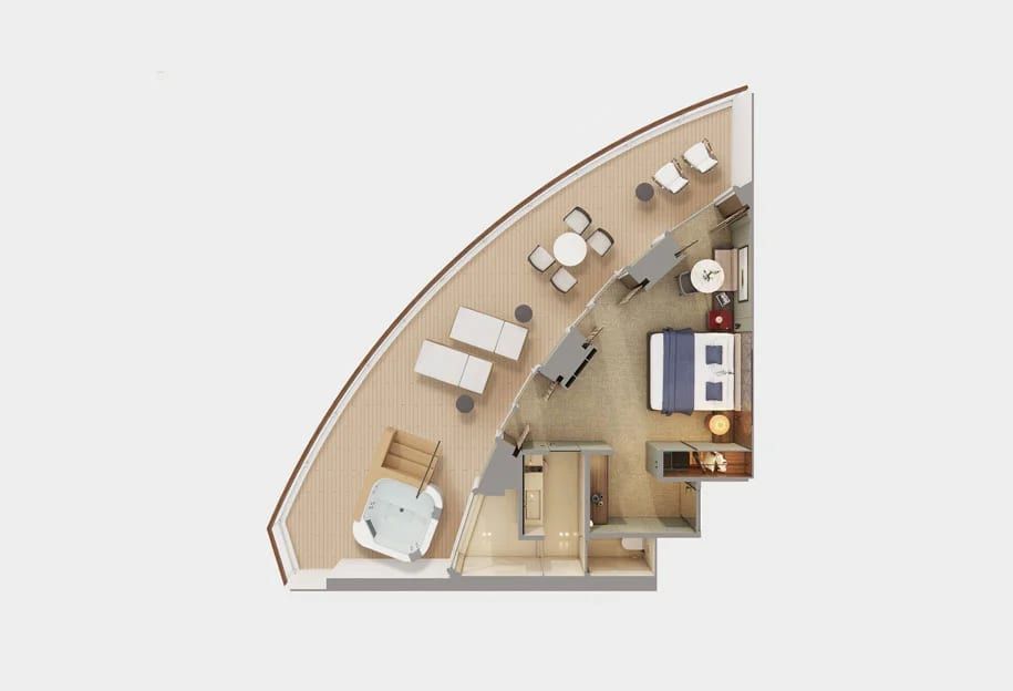 Norwegian Luna The Haven Aft-Facing Penthouse with Large Balcony (HA) floor plan