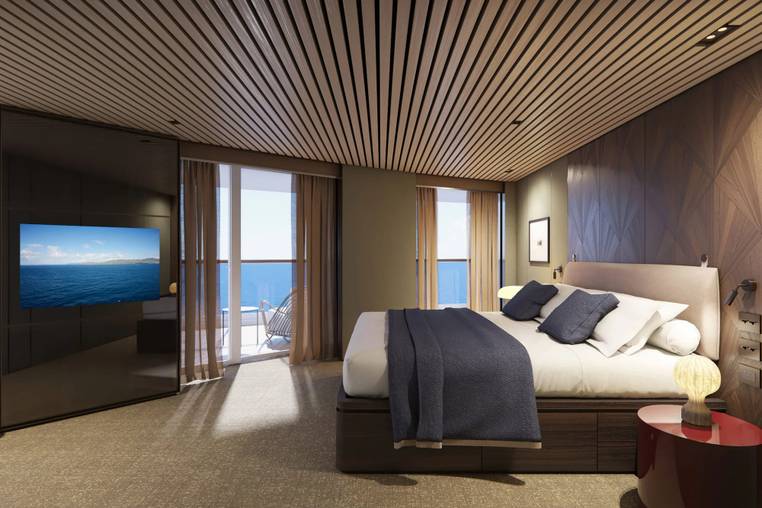 Norwegian Luna The Haven Aft-Facing Owner's Suite with Master Bedroom & Large Balcony (H4) bedroom