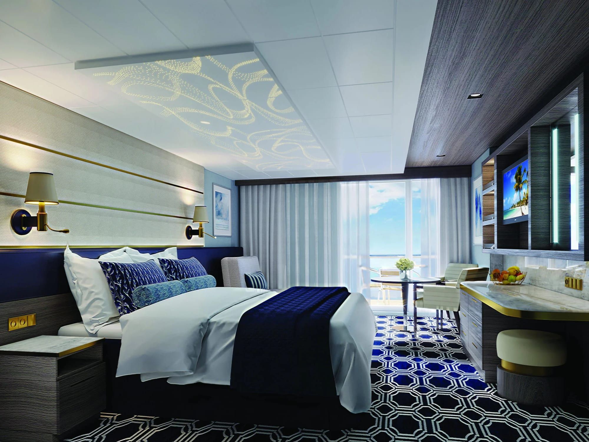 Representative photo: Norwegian Encore The Haven Courtyard Penthouse with Balcony bedroom, photo 1 of 2