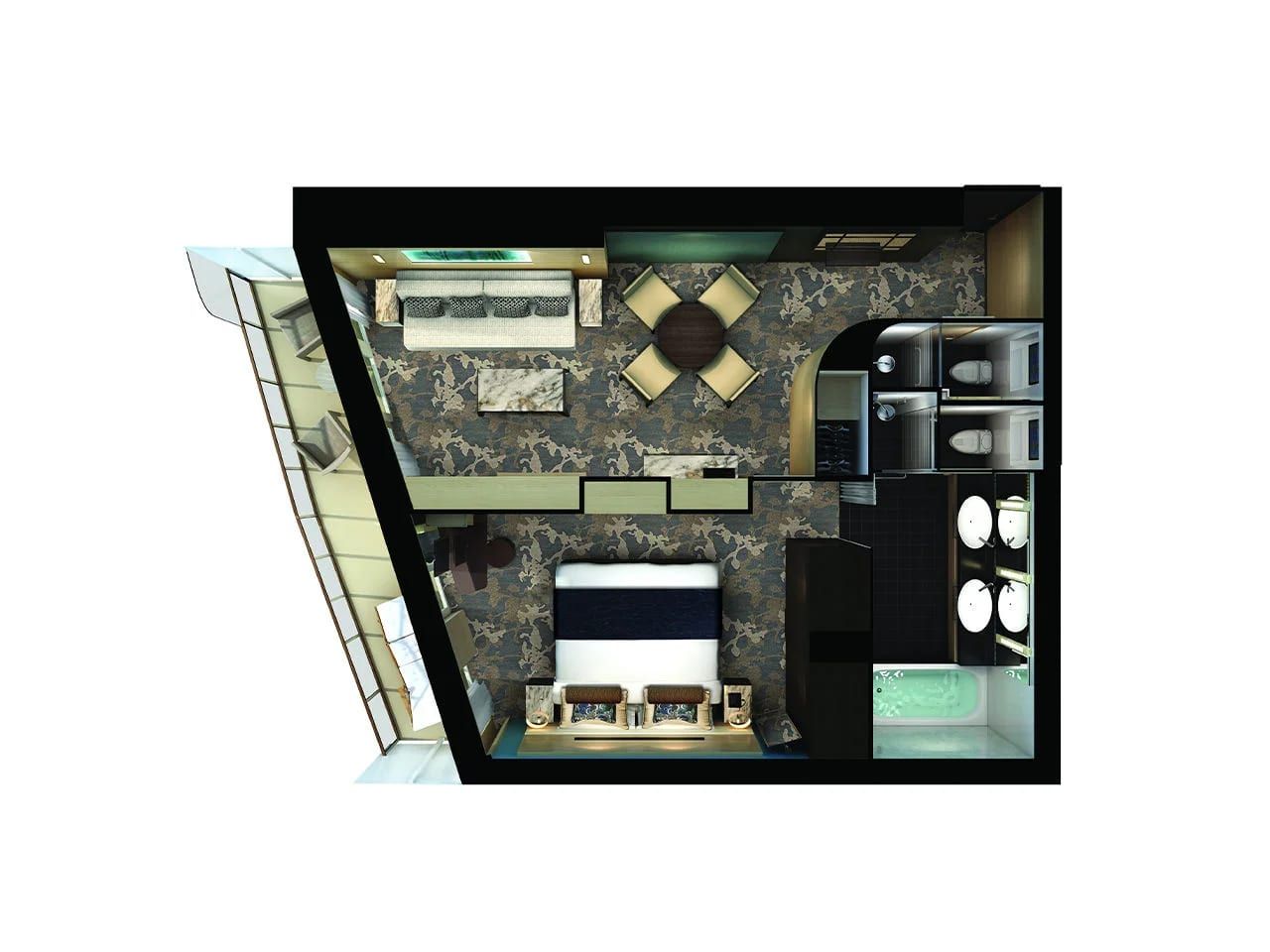 Norwegian Bliss The Haven Aft-Facing Penthouse with Balcony (HC) floor plan