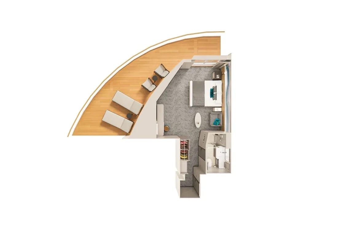 Norwegian Luna Forward-Facing Club Balcony Suite with Large Balcony (M2) floor plan