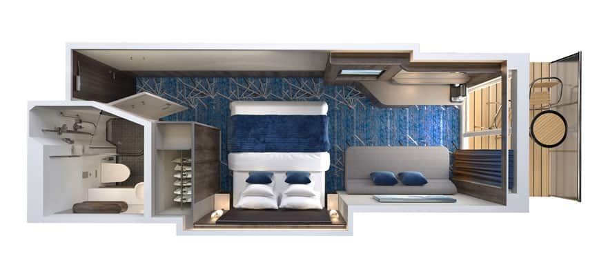 Norwegian Encore Aft-Facing Balcony (B1) floor plan
