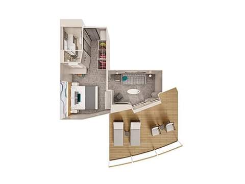 Norwegian Forward Facing Suite Master Bedroom Large Balcony Cabin Category