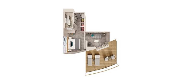 Norwegian Forward Facing Suite Master Bedroom Large Balcony Cabin Category