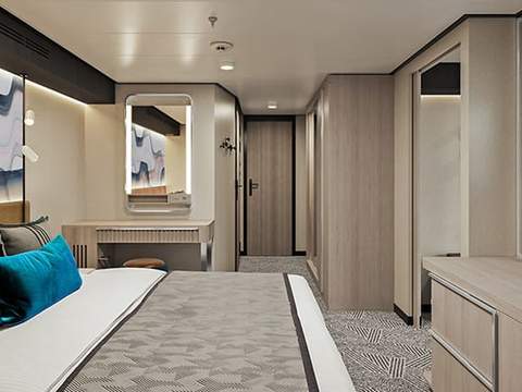 Norwegian Forward Facing Suite Master Bedroom Large Balcony Cabin Category