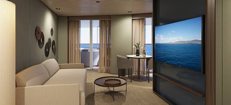 Norwegian Haven Aft Facing Owners Suite Master Bedroom Large Balcony Cabin Category