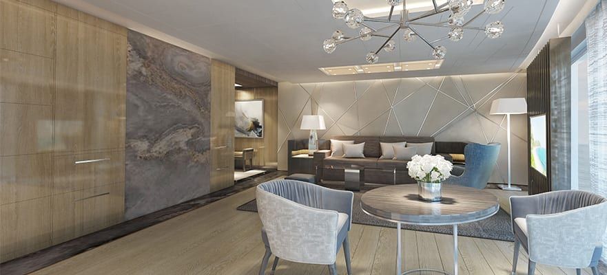 Norwegian Encore The Haven Premier Owner's Suite with Large Balcony (H2) living area, photo 2 of 2