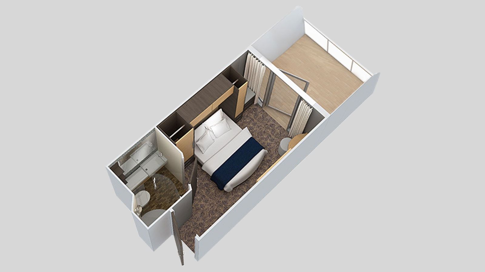 Anthem of the Seas Studio Ocean View Balcony (2F) floor plan