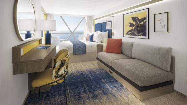 Mariner of the Seas Ocean View Panoramic Suite (No Balcony) (VP) living area