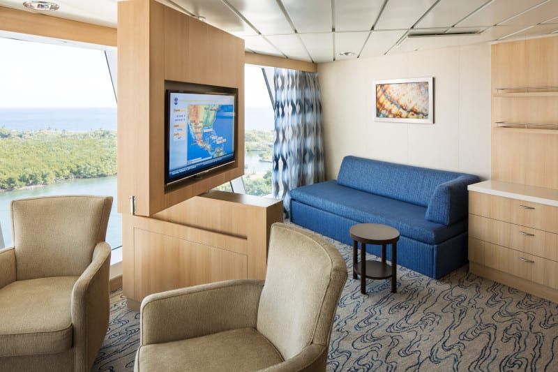 Freedom of the Seas Ocean View Panoramic Suite (No Balcony) (VP) living area, photo 2 of 2