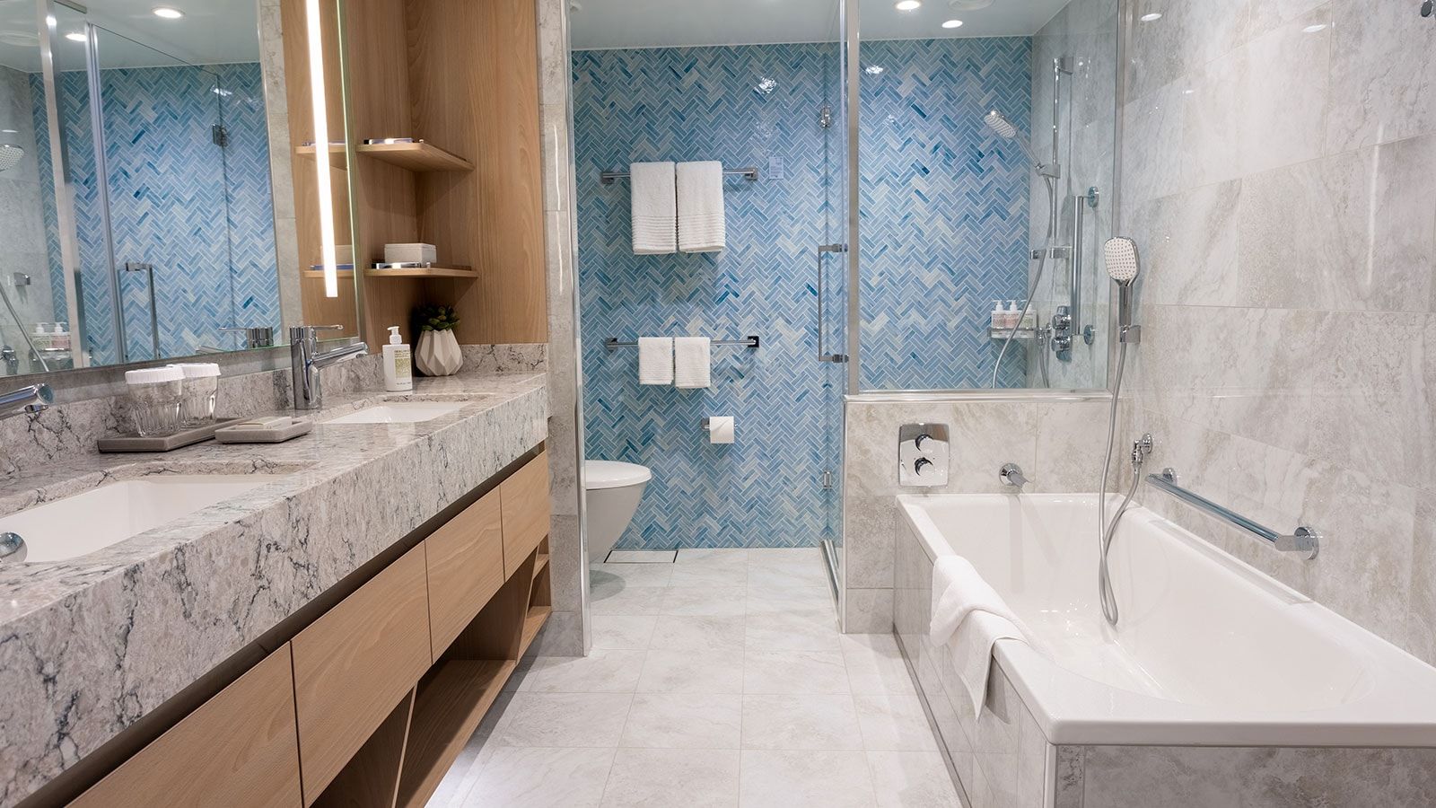 Legend of the Seas Owner's Suite (OS) bathroom, photo 1 of 3